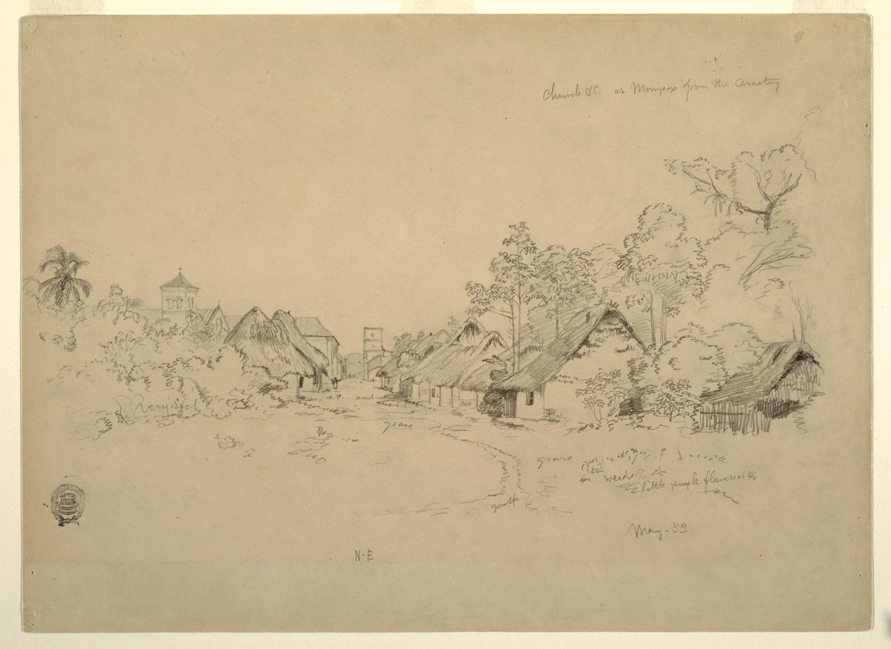 Zeichnung, Straße in Mompos, Kolumbien, Mai 1853 von Frederic Edwin Church