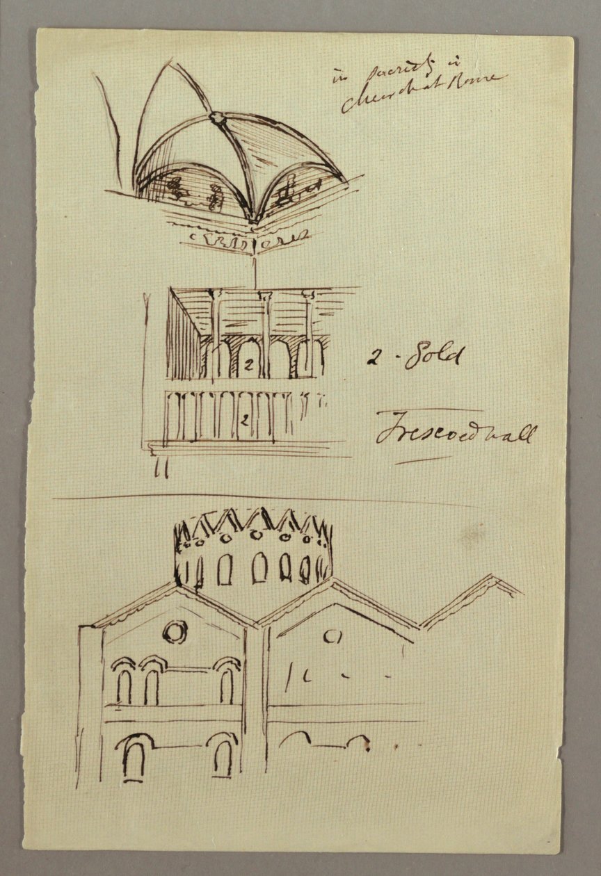 Studie von Gewölbe-Triforum, Gebäude, möglicherweise 1868–69 von Frederic Edwin Church