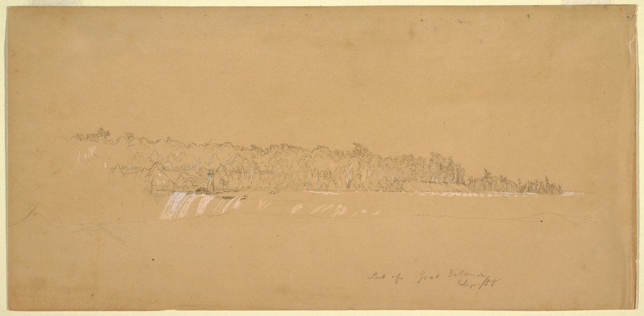 Terrapin Rocks und der östliche Teil von Goat Island vom kanadischen Ufer, August 1858 von Frederic Edwin Church