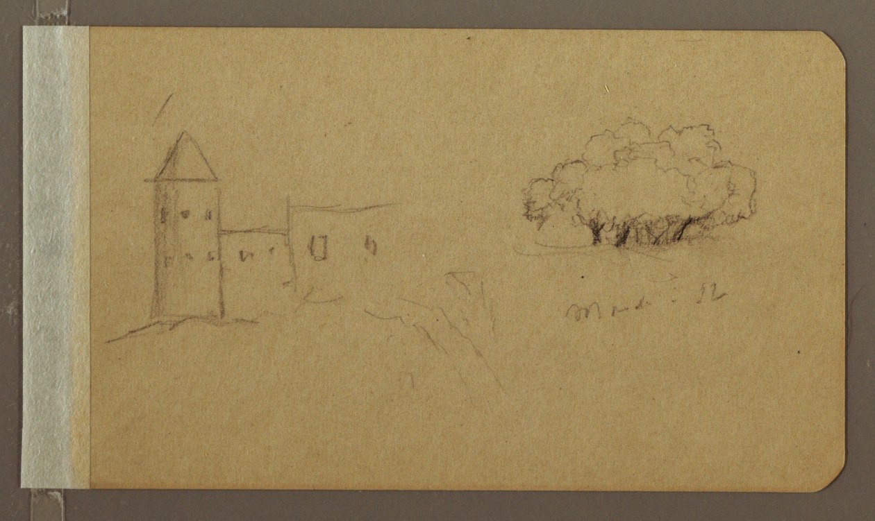 Zeichnung, Turm, Bäume, März 1862 von Frederic Edwin Church