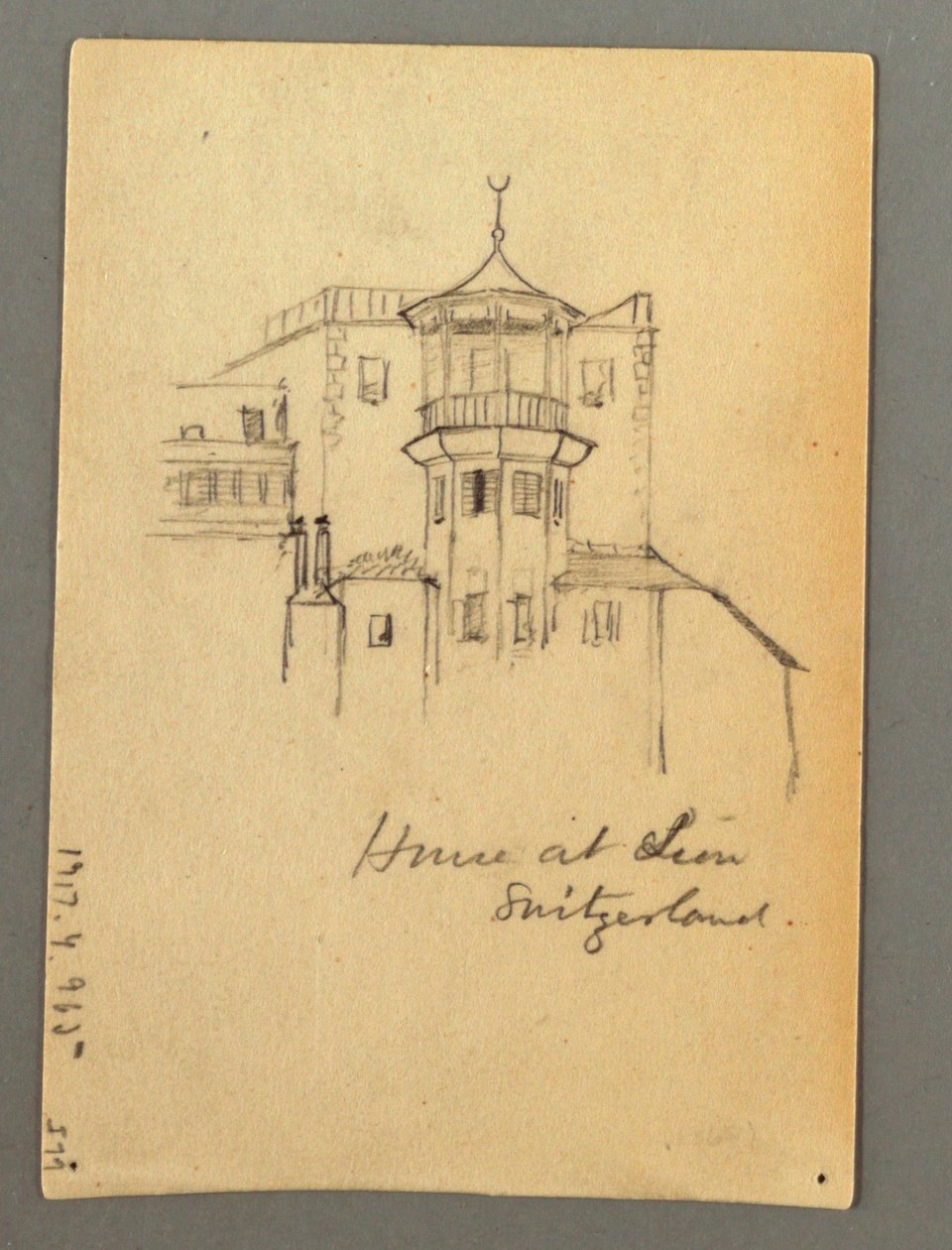 Zeichnung, Turm des Schlosses, Sion, möglicherweise 1868 von Frederic Edwin Church