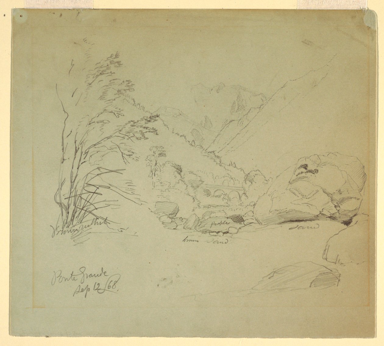 Tal mit einer Brücke nahe Macugnaga, 12. September 1868 von Frederic Edwin Church