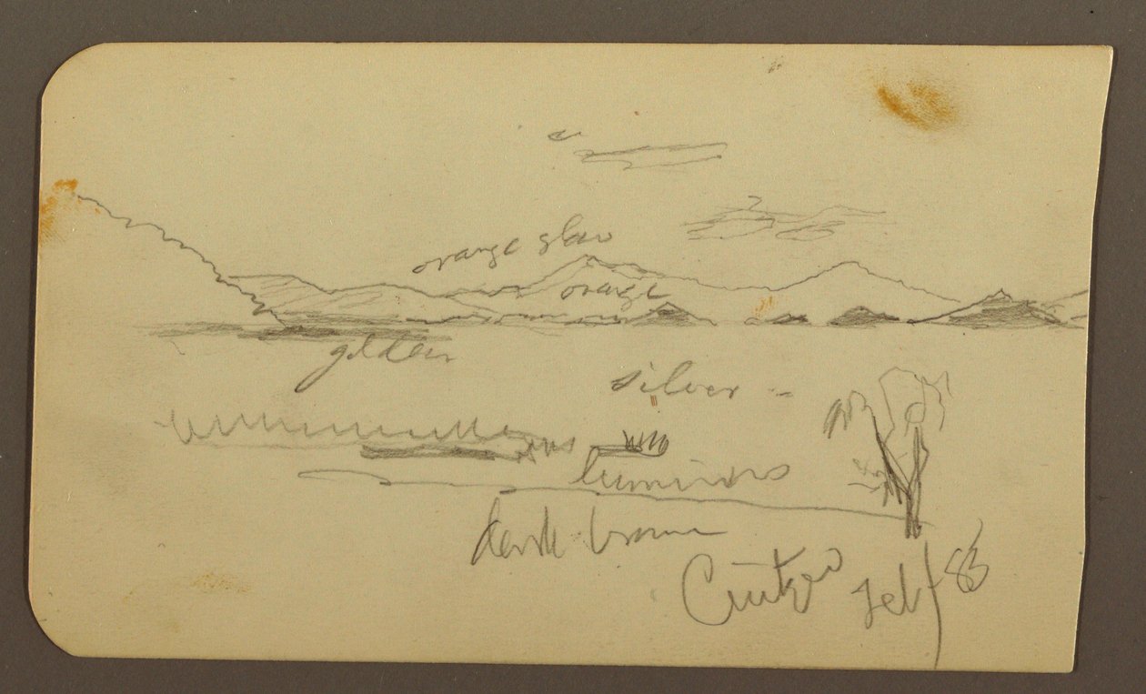 Blick in der Nähe des Seeufers, Cuitzeo; Verso: Blick in der Nähe des Sees Ahore, Cuitzeo, Februar 1885 von Frederic Edwin Church