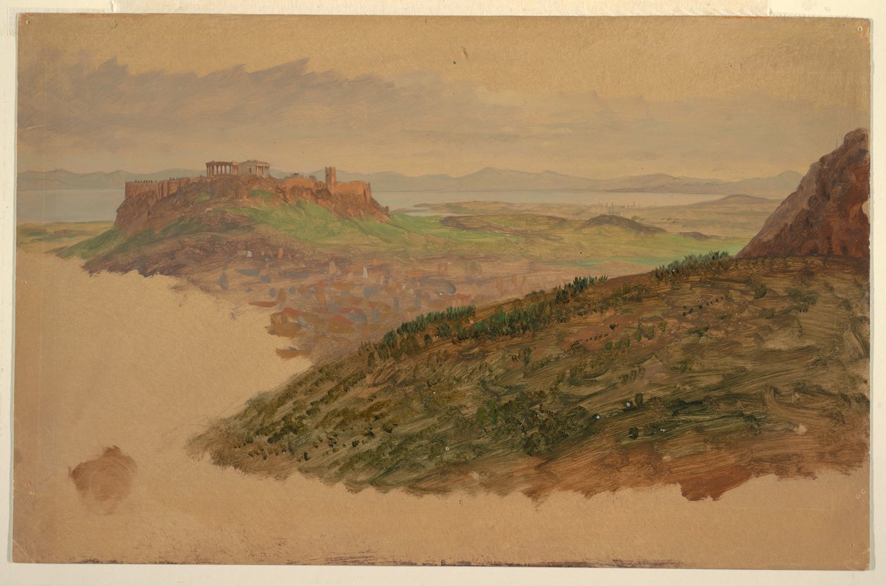 Ansicht der Akropolis vom Berg Lykabettus, Athen, April 1869 von Frederic Edwin Church