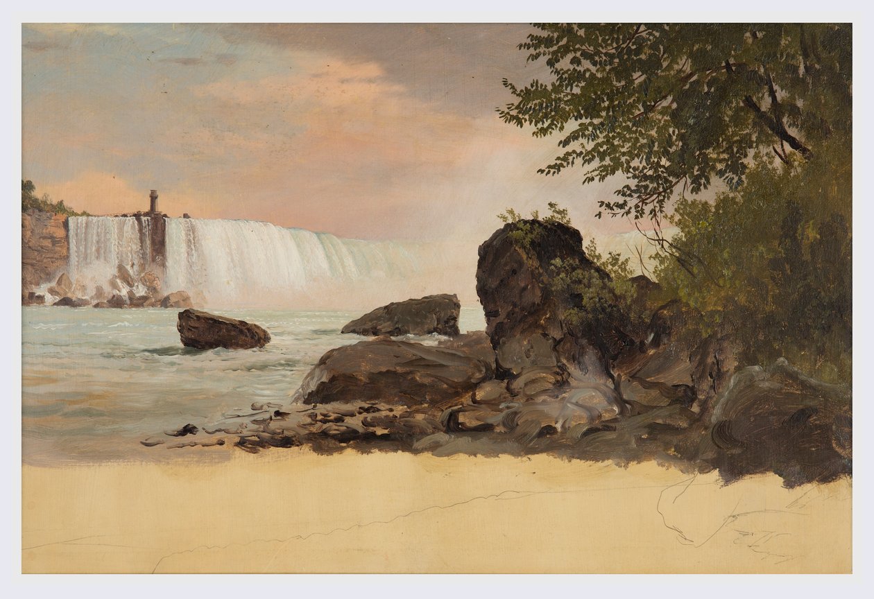 Ansicht der kanadischen Wasserfälle und Goat Island, September oder Oktober 1856 von Frederic Edwin Church
