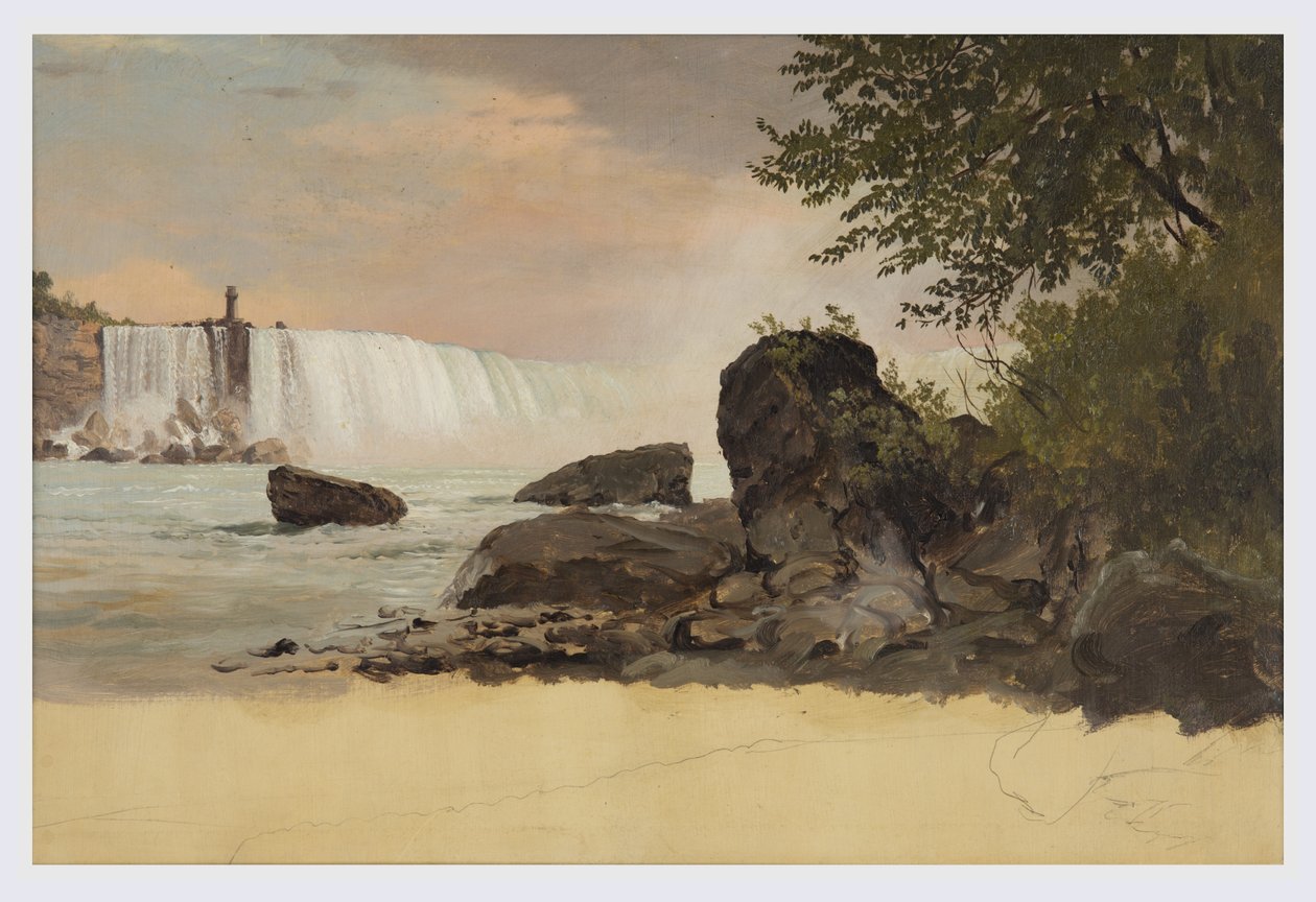 Ansicht der kanadischen Wasserfälle und Goat Island, September oder Oktober 1856 von Frederic Edwin Church