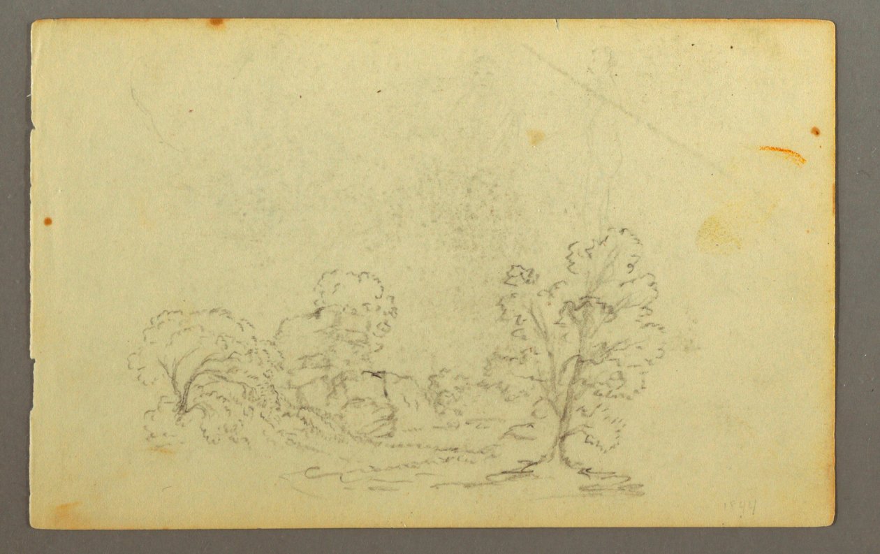 Zeichnung, Bewaldete Landschaft, möglicherweise 1845 von Frederic Edwin Church