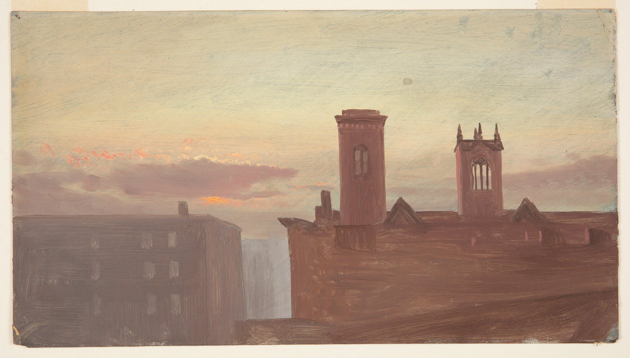Hausdächer im Morgengrauen, 10th Street, New York, NY von Frederic Edwin Church