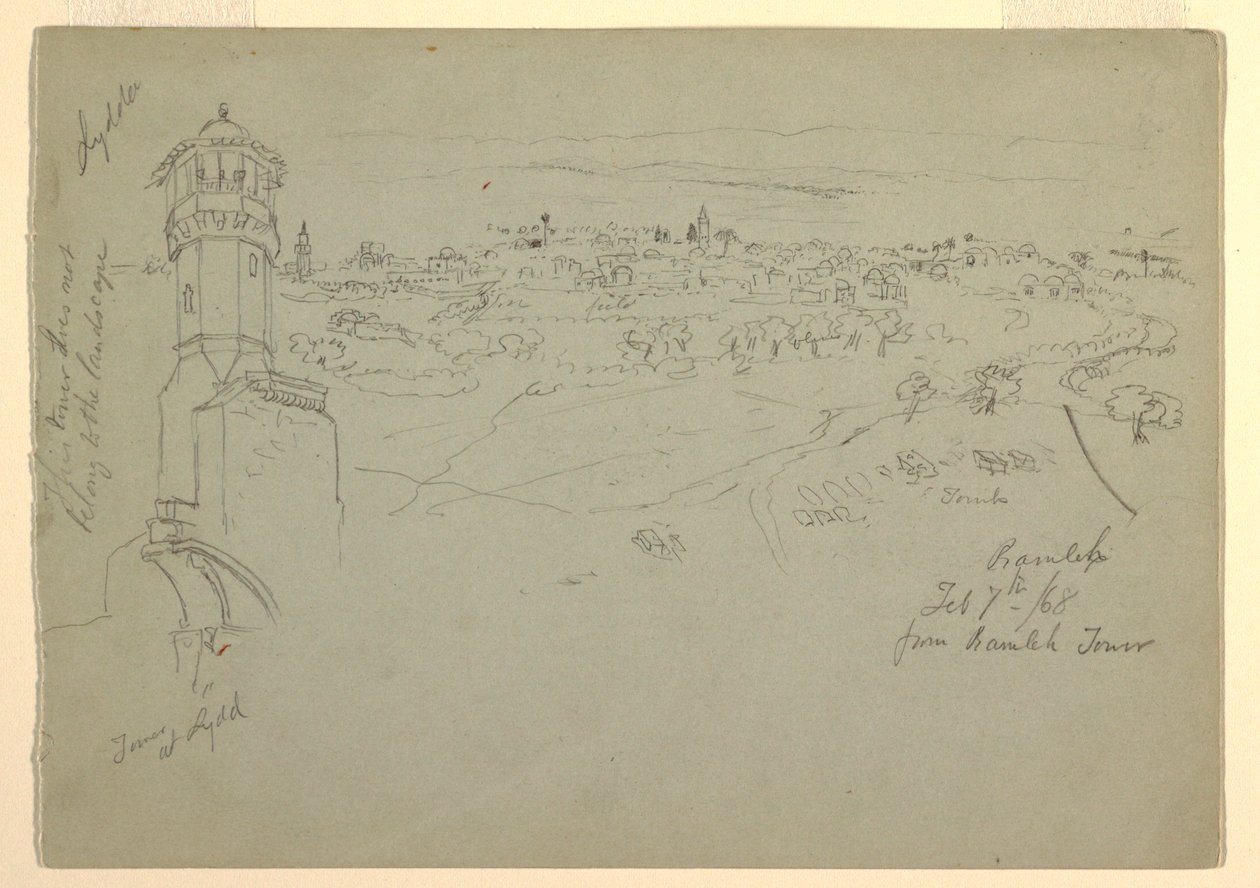 Turm in Lydda und Ramleh von Ramleh-Turm aus gesehen, Palästina [Ramleh, Israel] von Frederic Edwin Church
