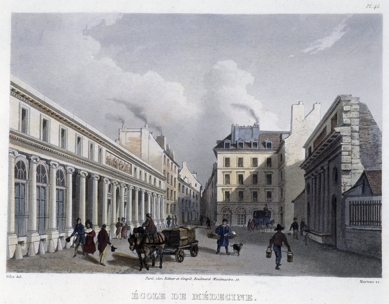 Medizinische Fakultät - aus „Paris en 1832“ von Martens von Frederic Martens