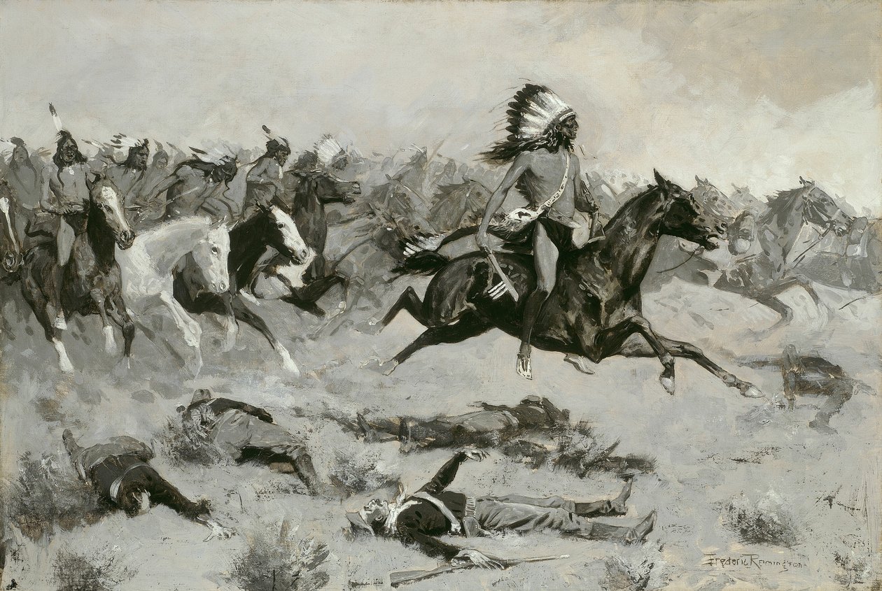 Rushing Red Lodges durch die Linie gegangen, ca. 1900 von Frederic Remington