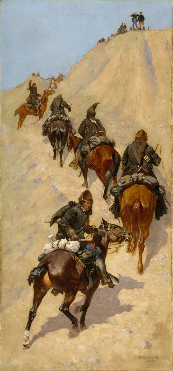 Pfadfinder erklimmen einen Berg von Frederic Remington