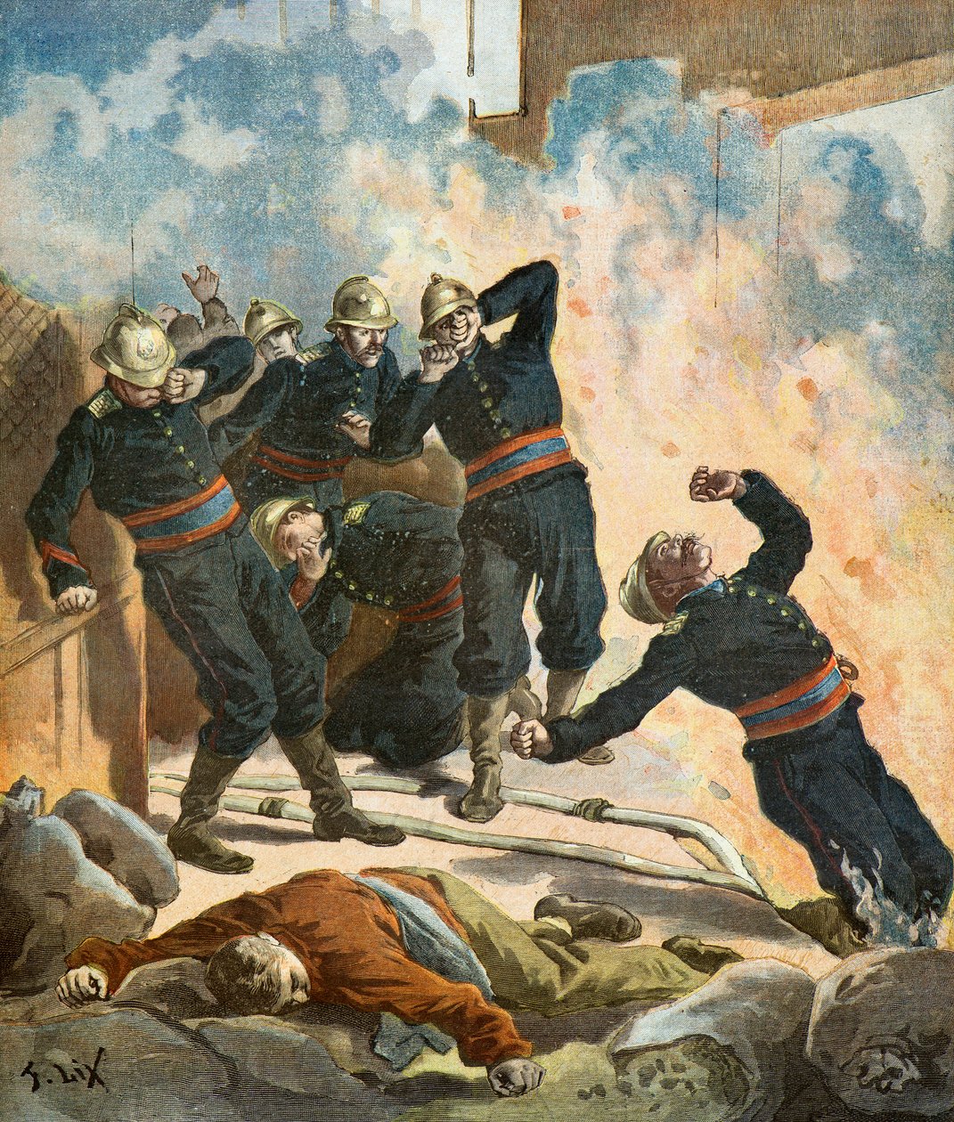 Tod des Feuerwehrmanns Gaston Bauchat von Frederic Theodore Lix