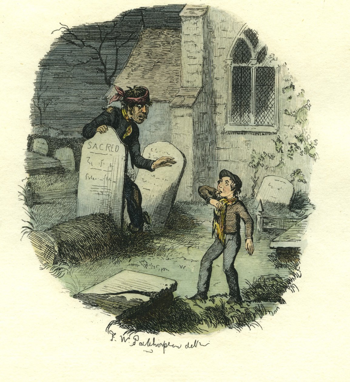 Pip und der Sträfling, Große Erwartungen, ca. 1885 von Frederick W. Pailthorpe