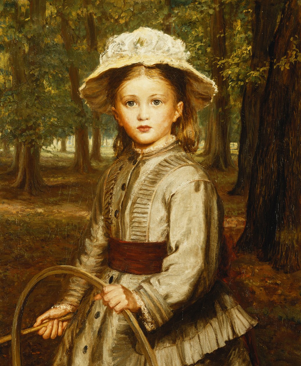 Ein junges Mädchen spielt mit einem Reifen von Frederick Bacon Barwell