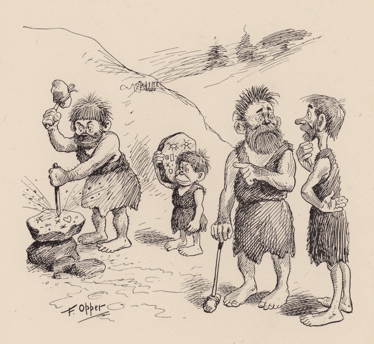 Unsere antediluvianischen Vorfahren von F. Opper: Nummer Neunundzwanzig (Litho) von Frederick Burr Opper