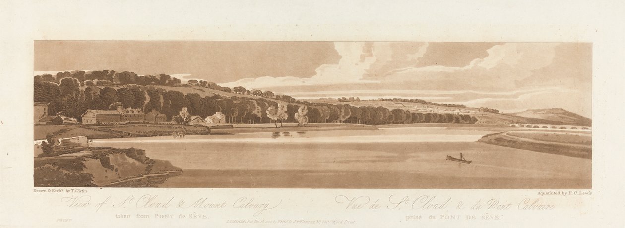 Ansicht von St. Cloud und Mt. Calvary von Pont de Seve 1802; Platte 18 aus Ansichten in Paris, das Emanuel-Volumen Nachzeichnung der Platte B1981.25.2627 von Frederick Christian Lewis the Elder