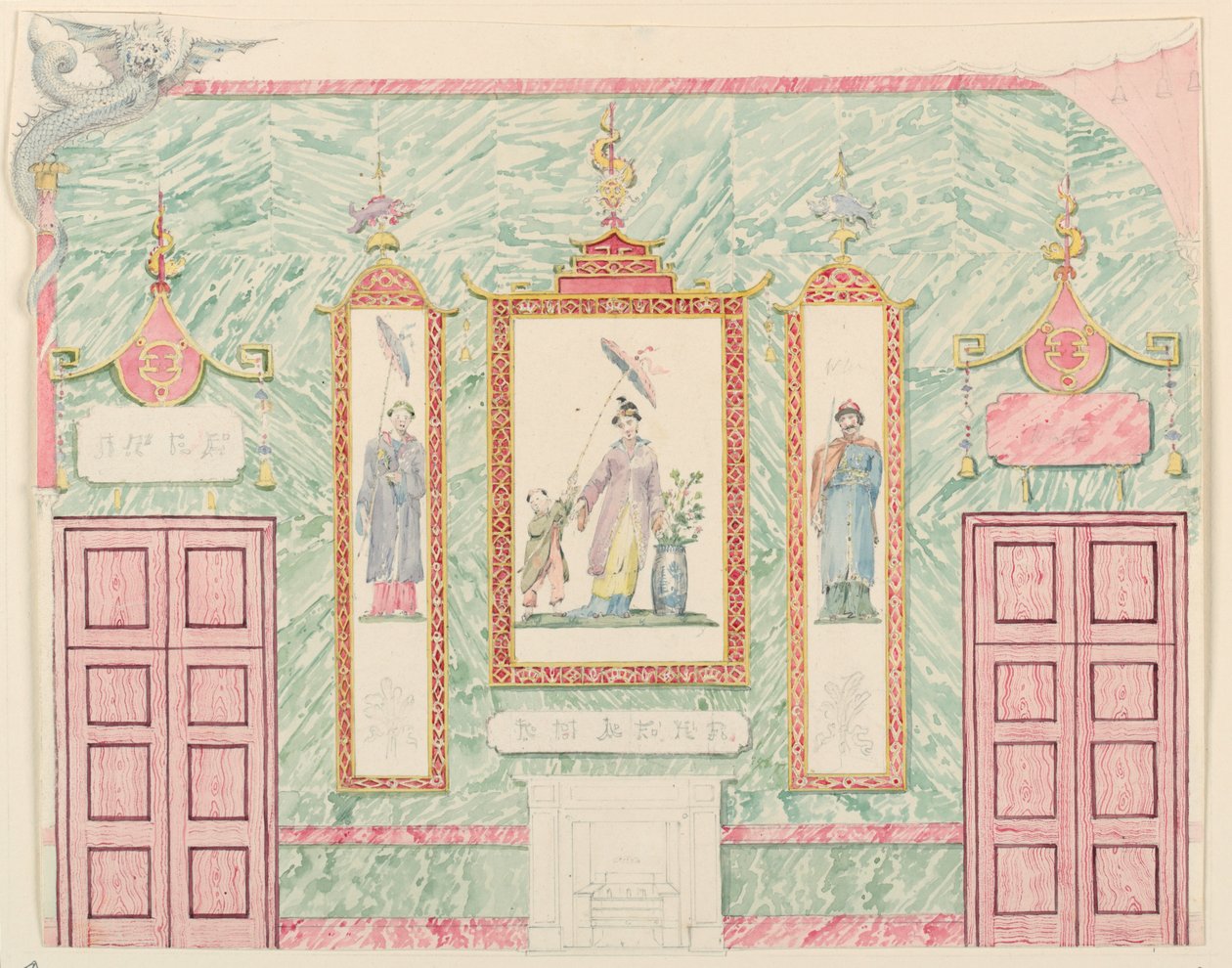 Wanderhebung, wahrscheinlich für den Bankettsaal, Royal Pavilion, Brighton, 1815–22 von Frederick Crace