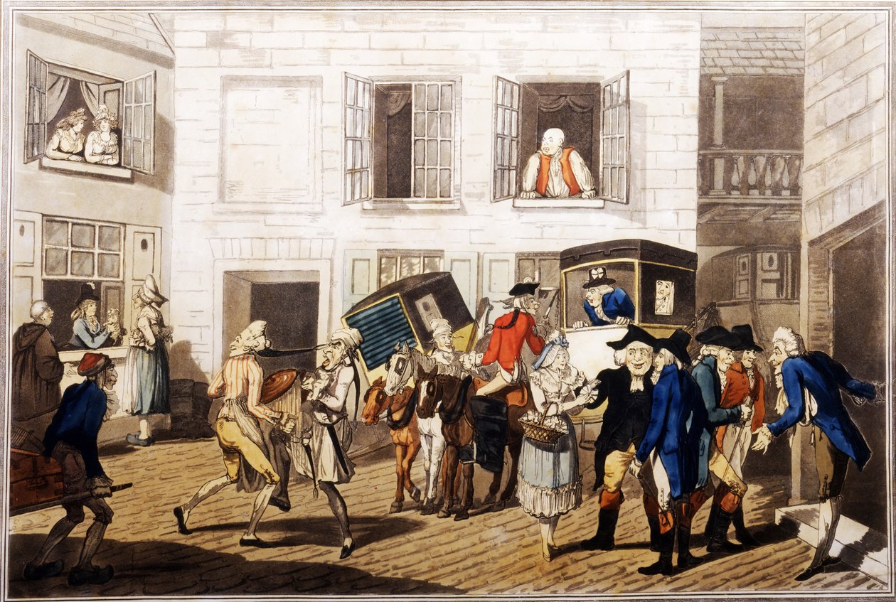 Gasthofhof in Calais, veröffentlicht von William Holland, London, 1790 von Frederick George Byron