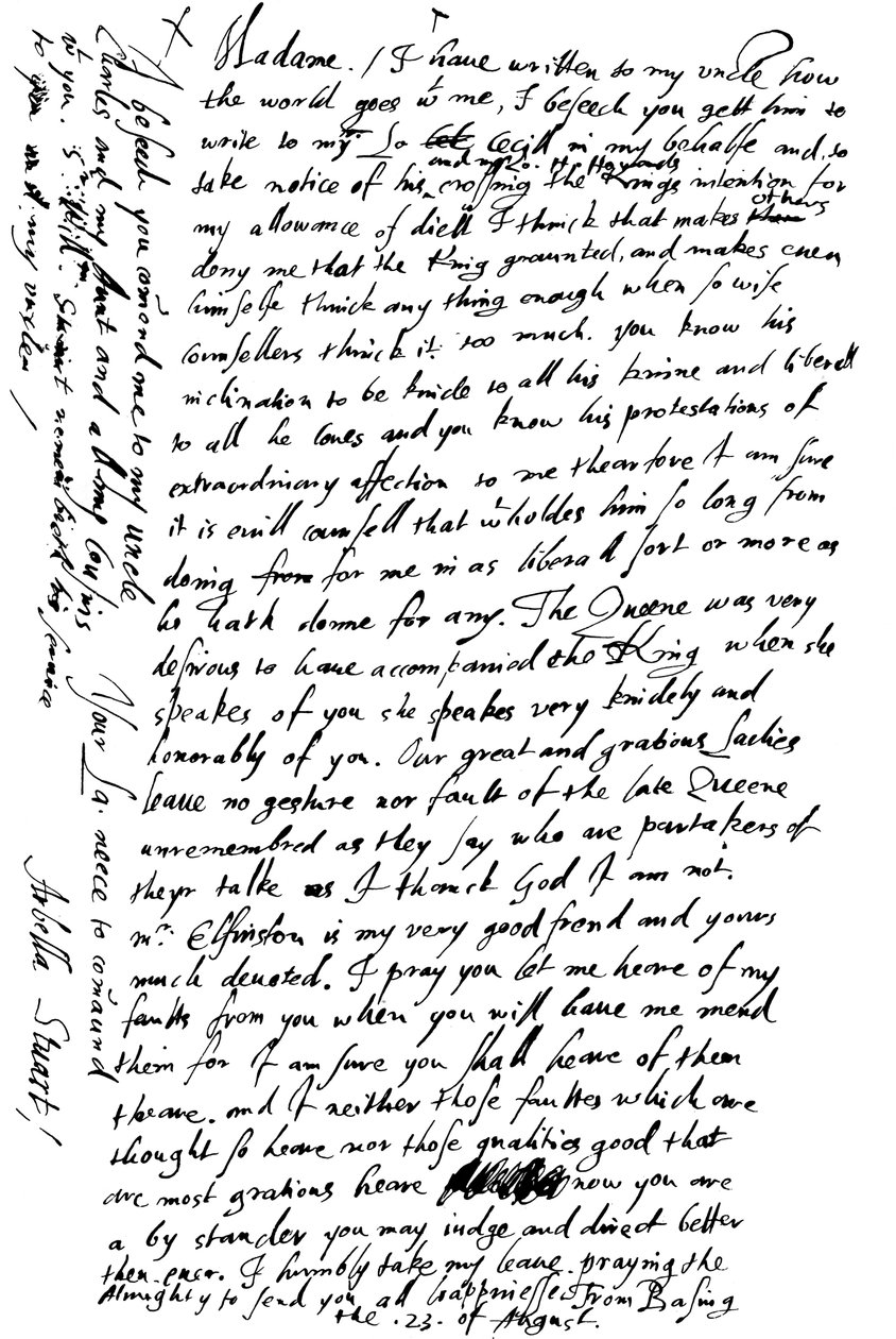 Brief von Arabella Stuart an die Gräfin von Shrewsbury, spätes 16. - frühes 17. Jahrhundert, 1865 von Frederick George Netherclift