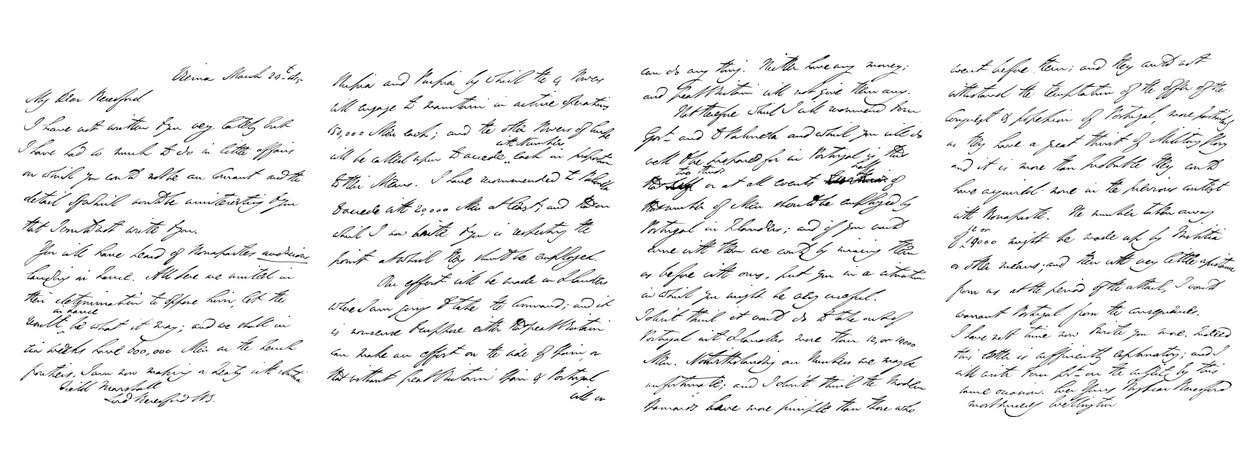 Brief von Arthur Wellesley, Herzog von Wellington, an Feldmarschall Lord Beresford, 1815 von Frederick George Netherclift