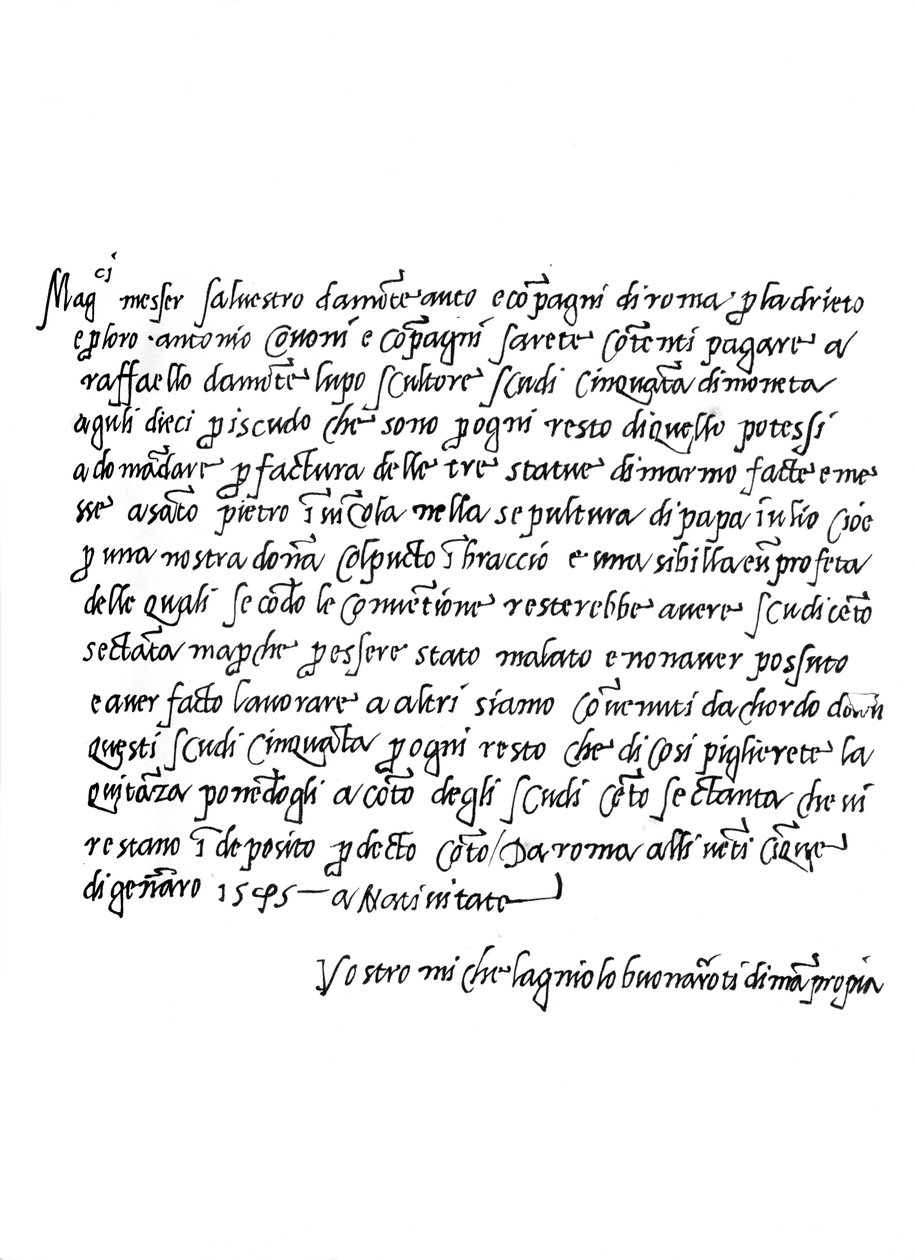 Brief von Michelangelo Buonarroti, 1545, 1865 von Frederick George Netherclift