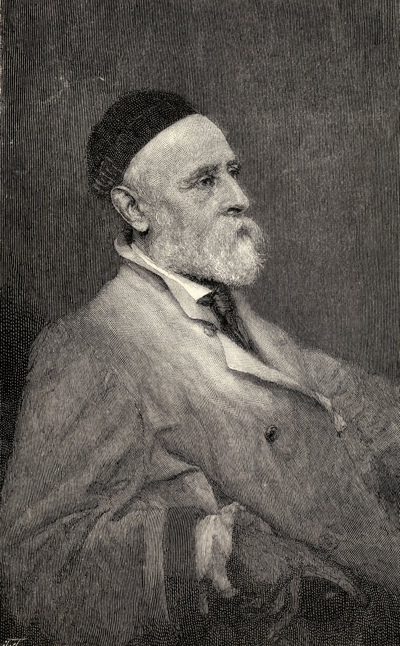 Porträt von George Frederick Watts, graviert von T. Johnson nach dem Foto von Hollyer, aus 