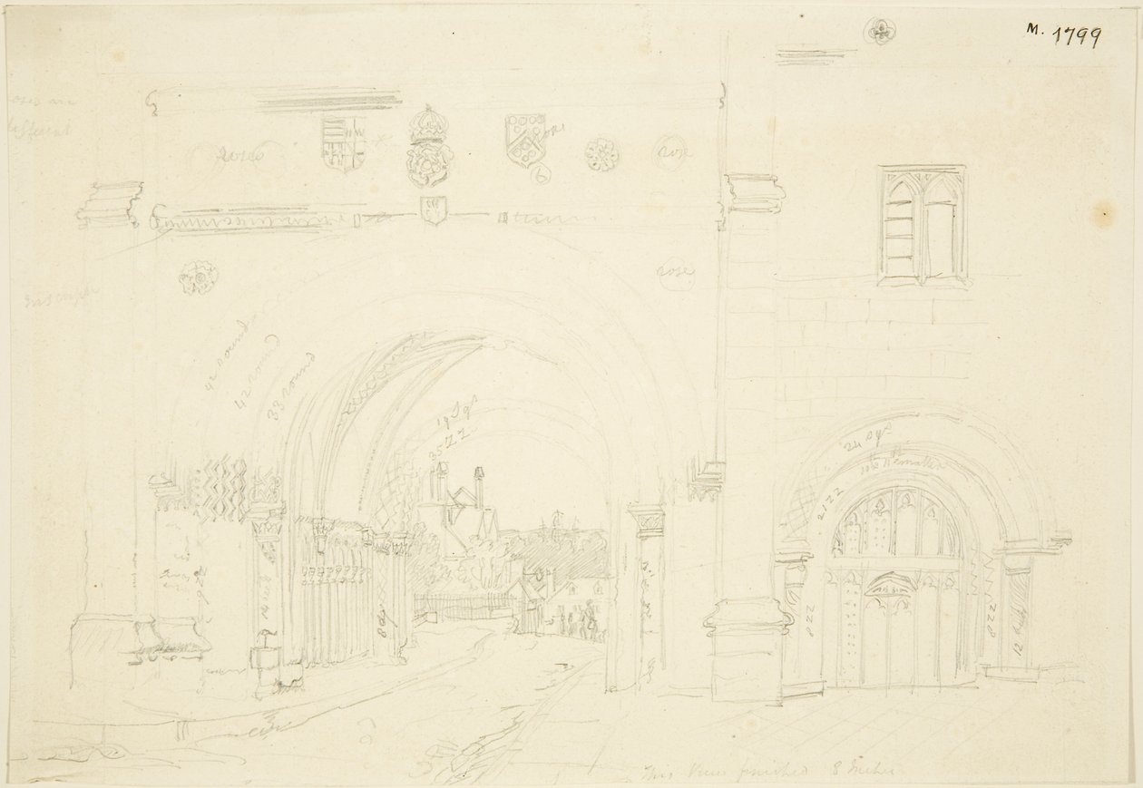 Abteitor der Kathedrale von Bristol, Blick nach Süden von Frederick Mackenzie