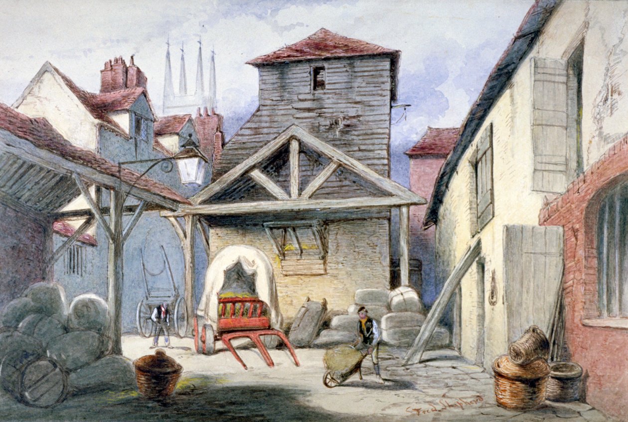 Hof des Rose Inn, Farringdon Street, City of London von Frederick Napoleon Shepherd