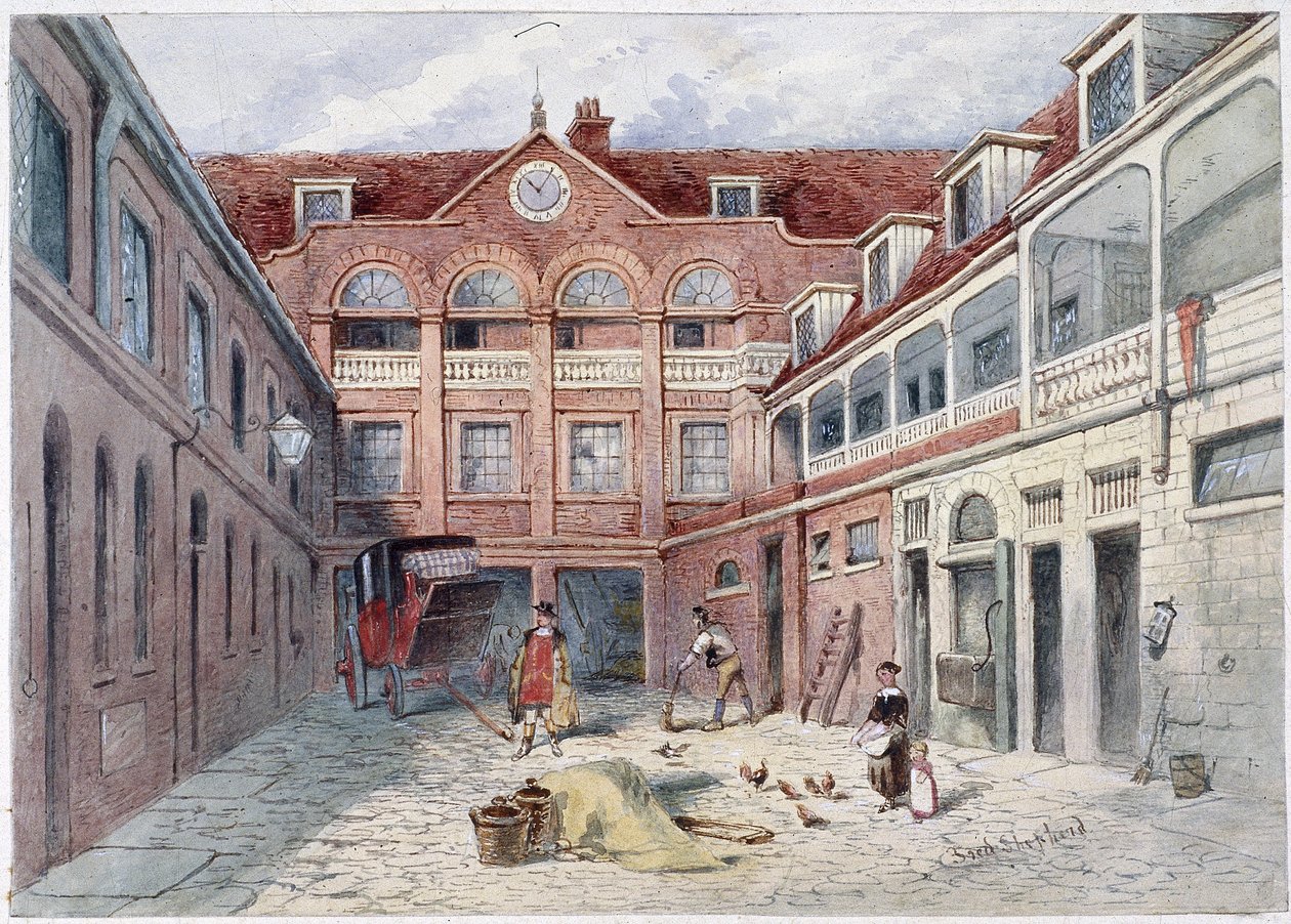 Das Blaue Eber Gasthaus, Holborn, London, ca. 1840 von Frederick Napoleon Shepherd