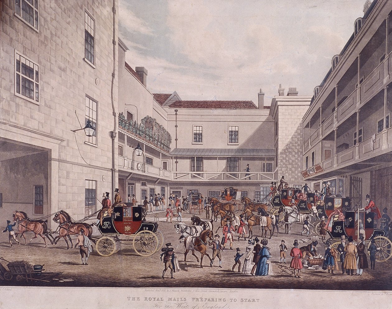 Royal Mail Kutschen in Lad Lane, London, 1831 von Frederick Rosenberg