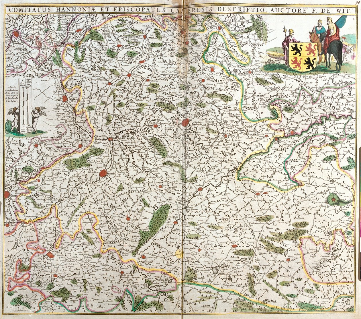 Karte der Grafschaft Hennegau (Belgien) und des Bistums Cambrai (Frankreich) von Frederick de Wit