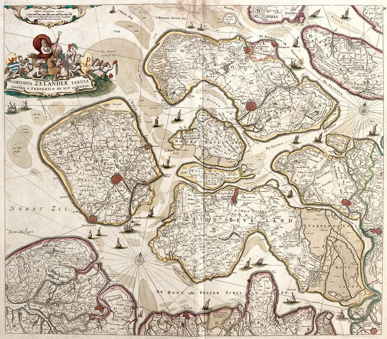 Karte der Grafschaft Zeeland (Niederlande) von Frederick de Wit