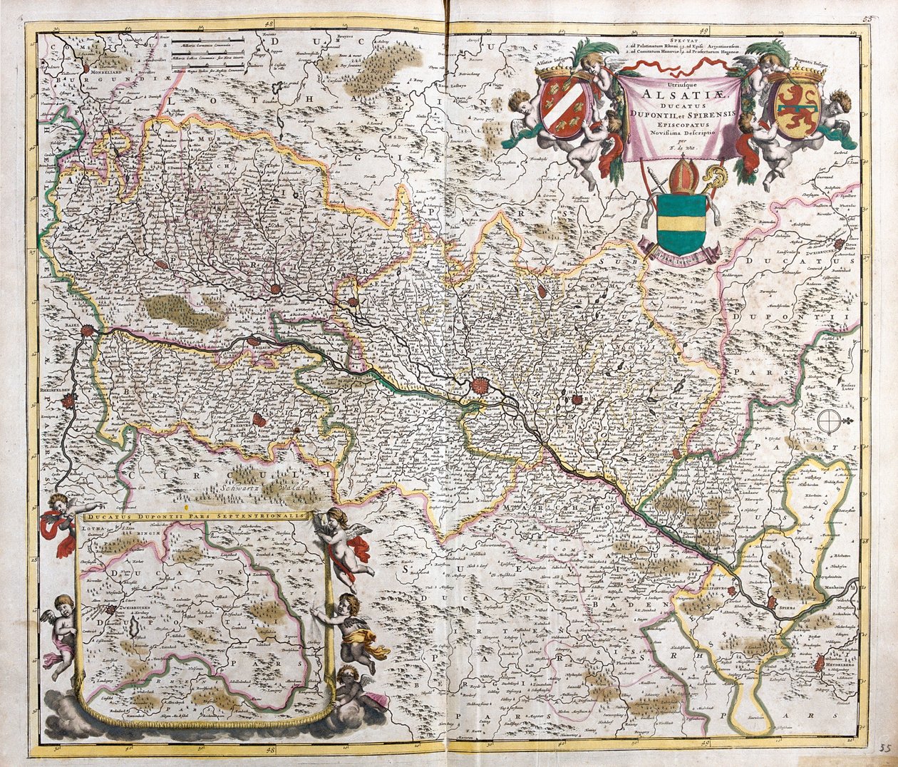 Karte des Herzogtums Elsass (Frankreich) von Frederick de Wit