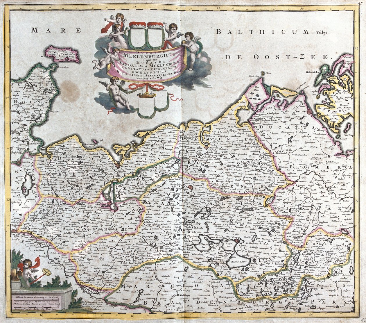 Karte des Herzogtums Mecklenburg-Schwerin (Deutschland) von Frederick de Wit