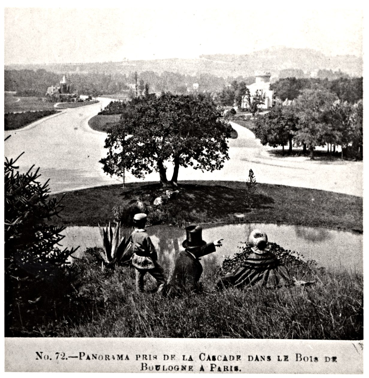 Panoramablick auf den Bois de Boulogne, aufgenommen vom Wasserfall, ca. 1860-70 von French Photographer