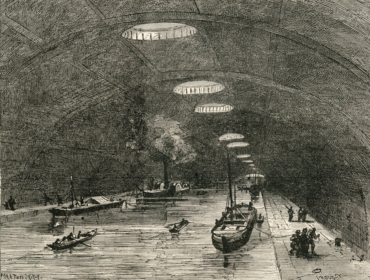 Canal Saint Martin, Paris, unter dem östlichen Teil der Stadt, aus 