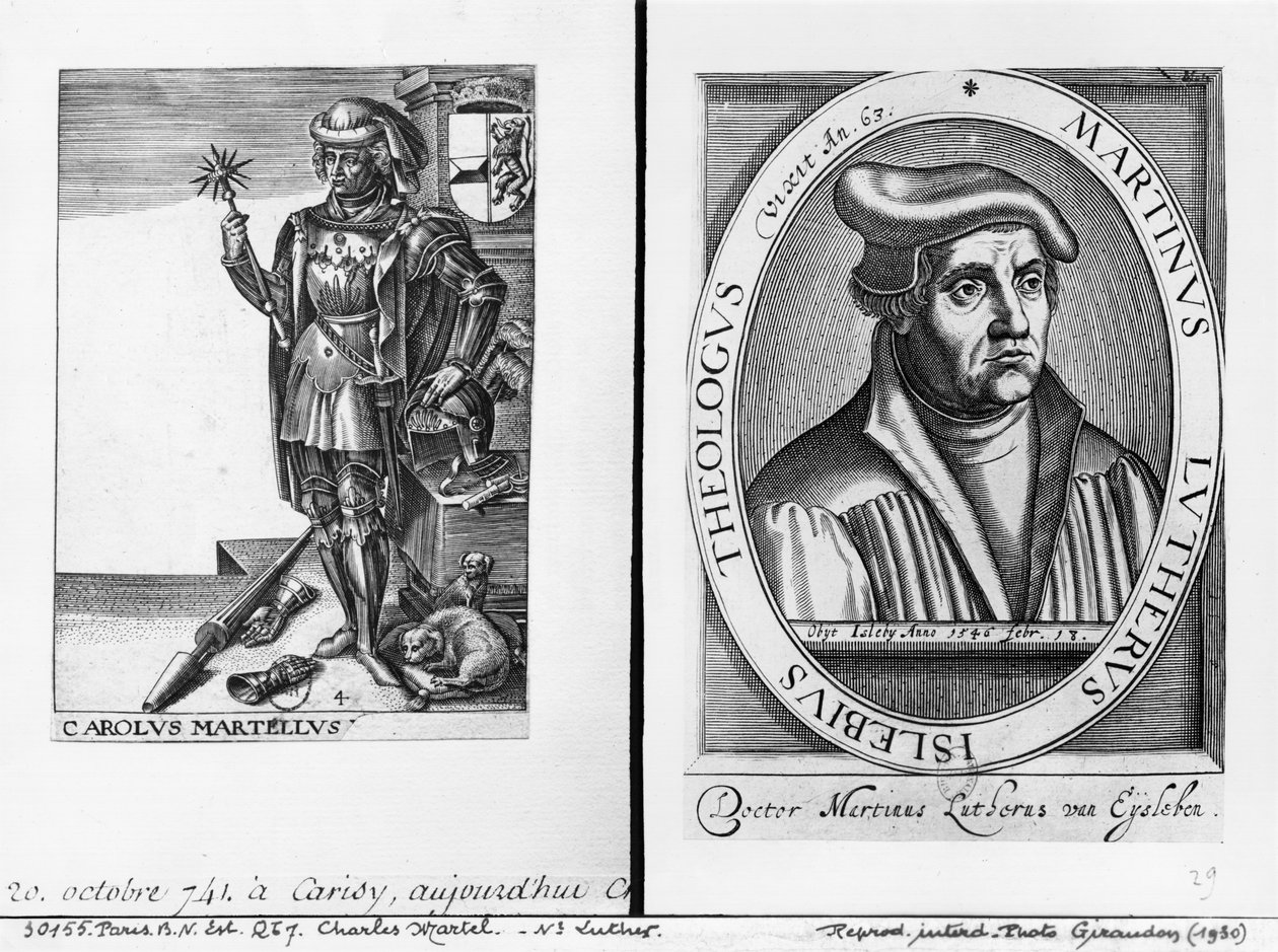Karl Martell (688-741) und Martin Luther (1483-1546) von French School