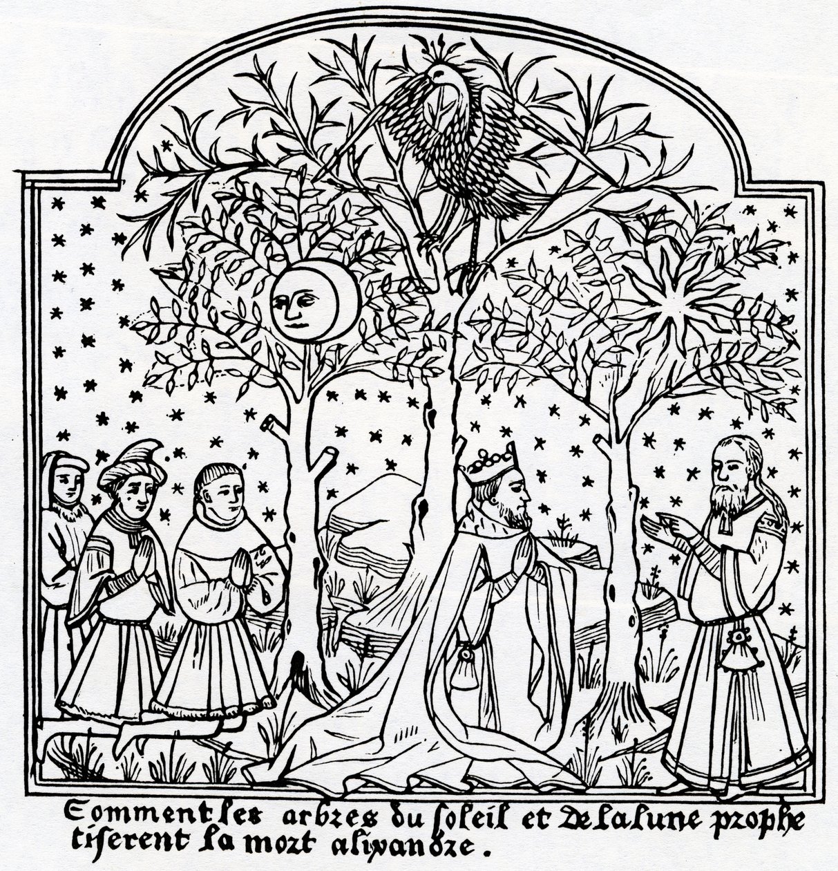 Kopie der Illustration der Orakelbäume der Sonne und des Mondes aus 