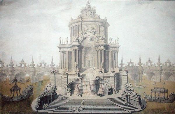 Dekorationsentwurf zur Feier der Hochzeit des Dauphin Louis von Frankreich (1729-65), 1745 von French School