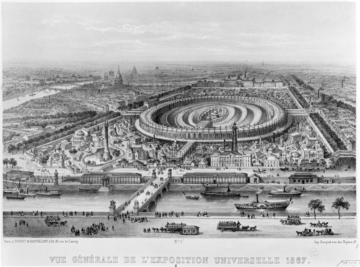 Gesamtansicht der Weltausstellung, Paris 1867 von French School