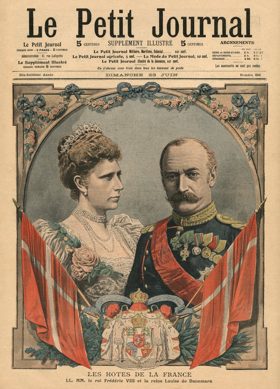 Gäste Frankreichs, König Friedrich VIII. (1843-1912) und Königin Louise (1851-1926) von Dänemark, Illustration aus 