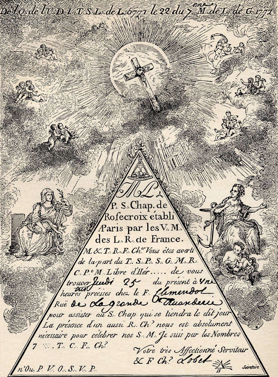 Einladung vom französischen Kapitel der Freimaurer, 1771, aus 