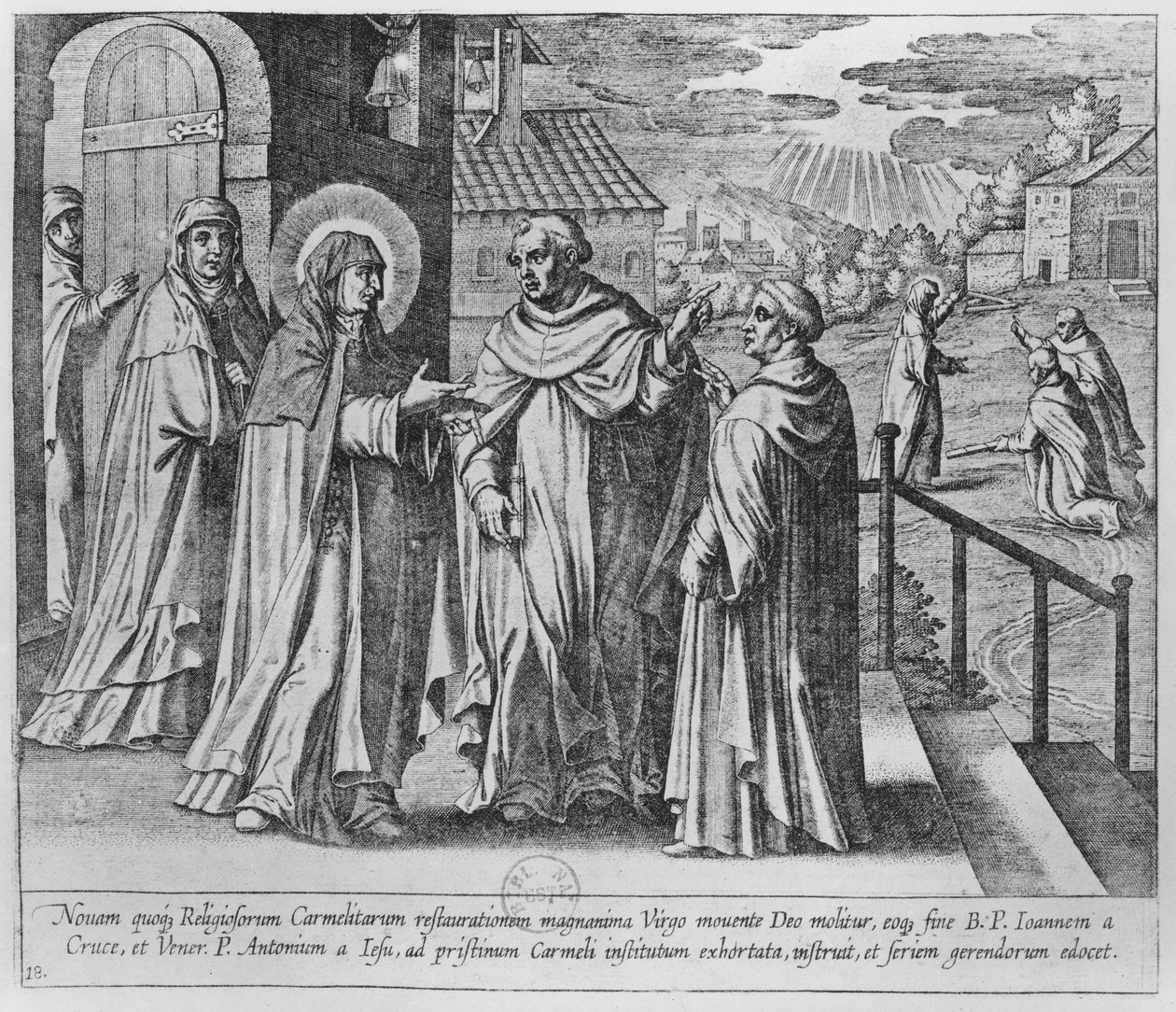 Begegnung zwischen St. Johannes vom Kreuz und St. Teresa von Avila von French School