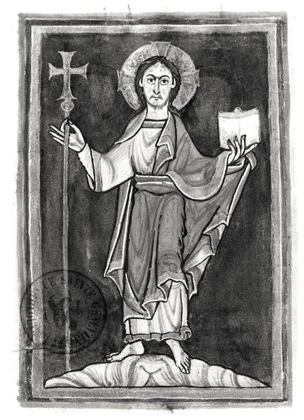 Ms 2657 fol.2v Christus, aus einem Benediktional von French School