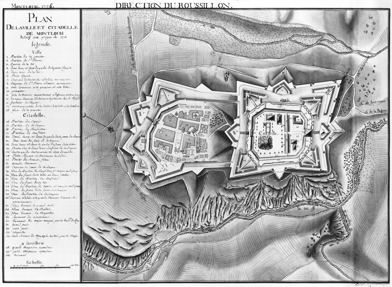 Plan und Karte der Stadt und Zitadelle von Mont-Louis, 1776