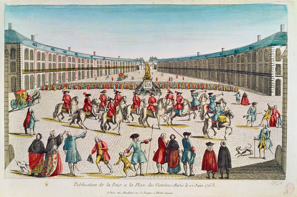 Verkündung des Friedens, Place des Victoires, Juni 1763 von French School