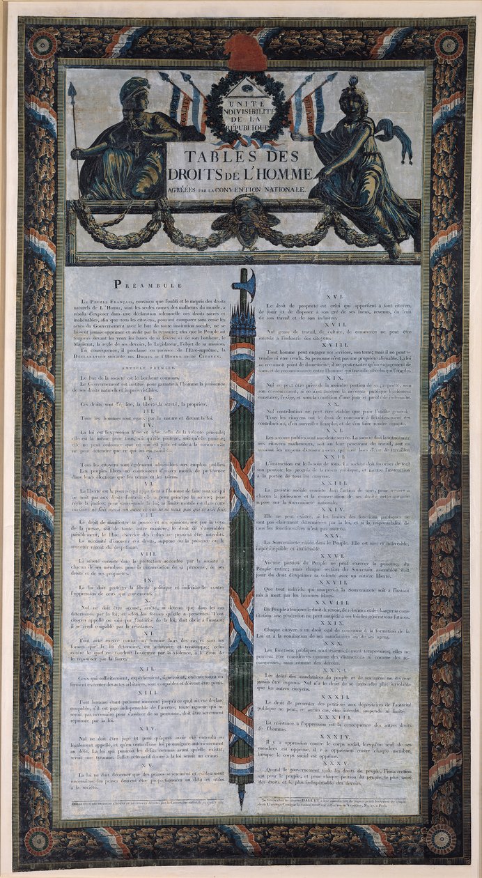 Tafel der Erklärung der Menschen- und Bürgerrechte von French School