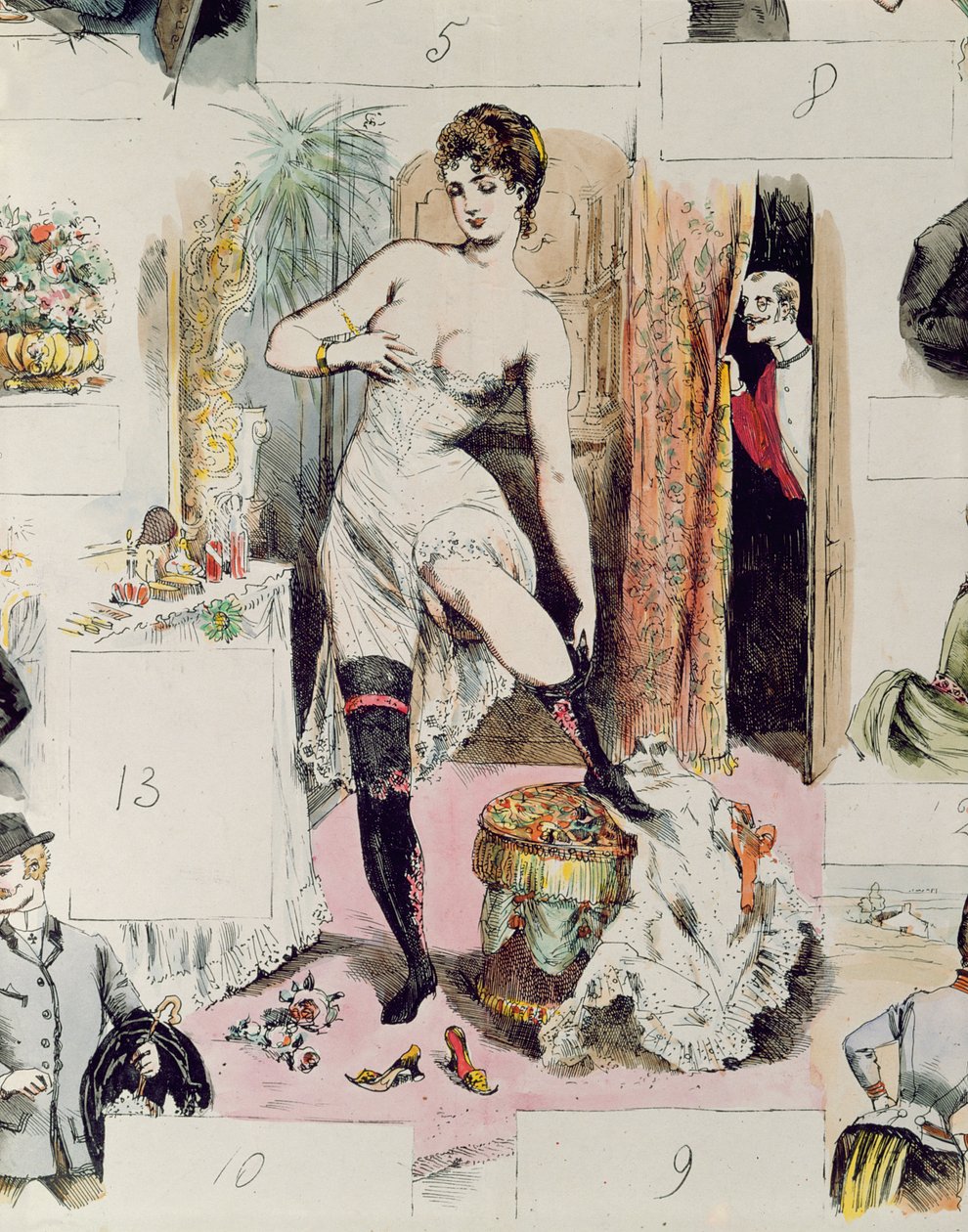 Das Korsett, Illustration aus La Vie Parisienne, ca. 1875 von French School