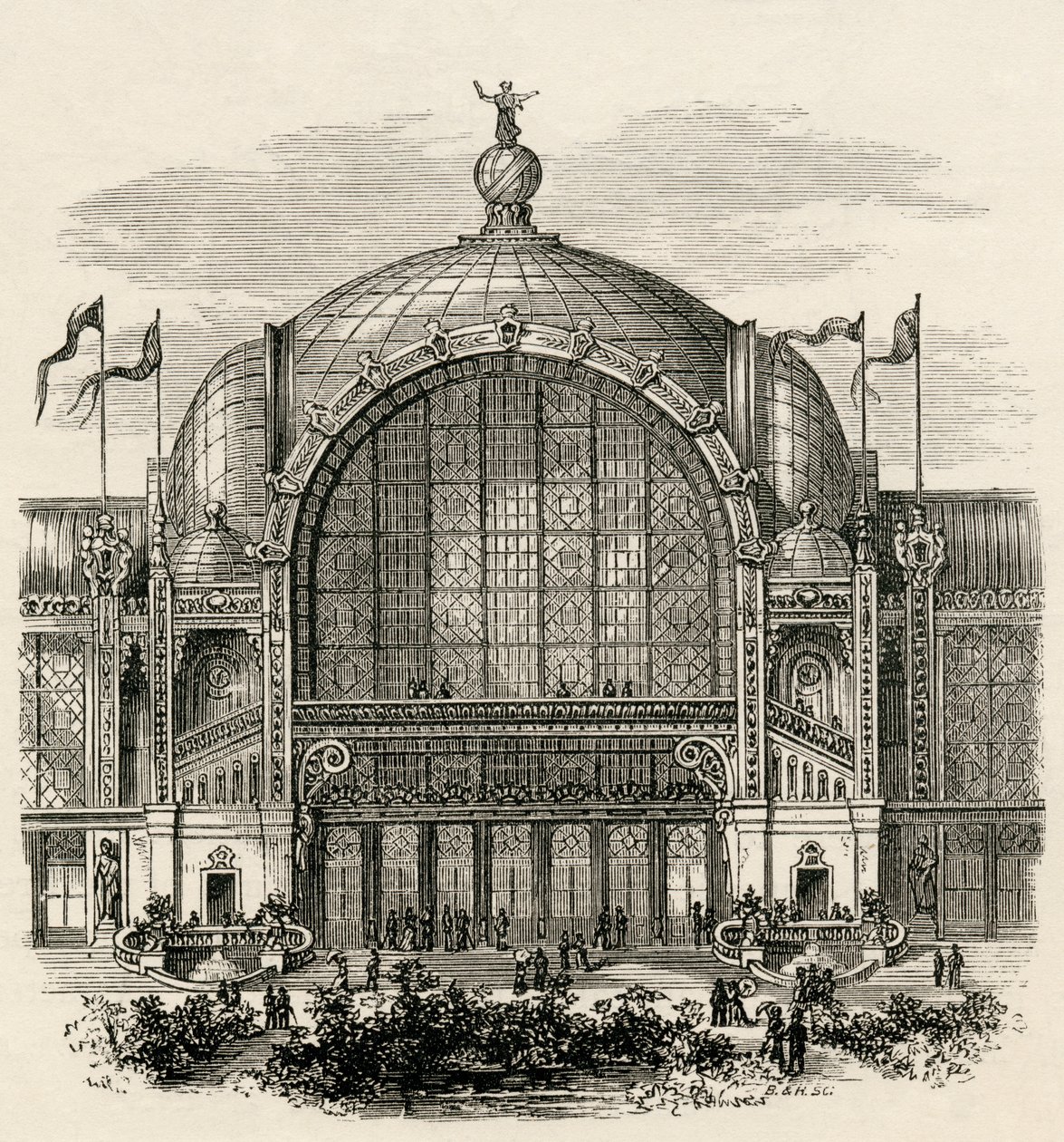 Die Pariser Weltausstellung von 1878, abgehalten im Champ de Mars, Paris, aus 